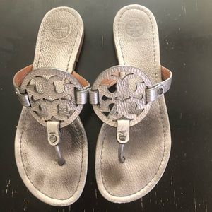 Tory Burch silver/pewter Miller sandals- size 9.5